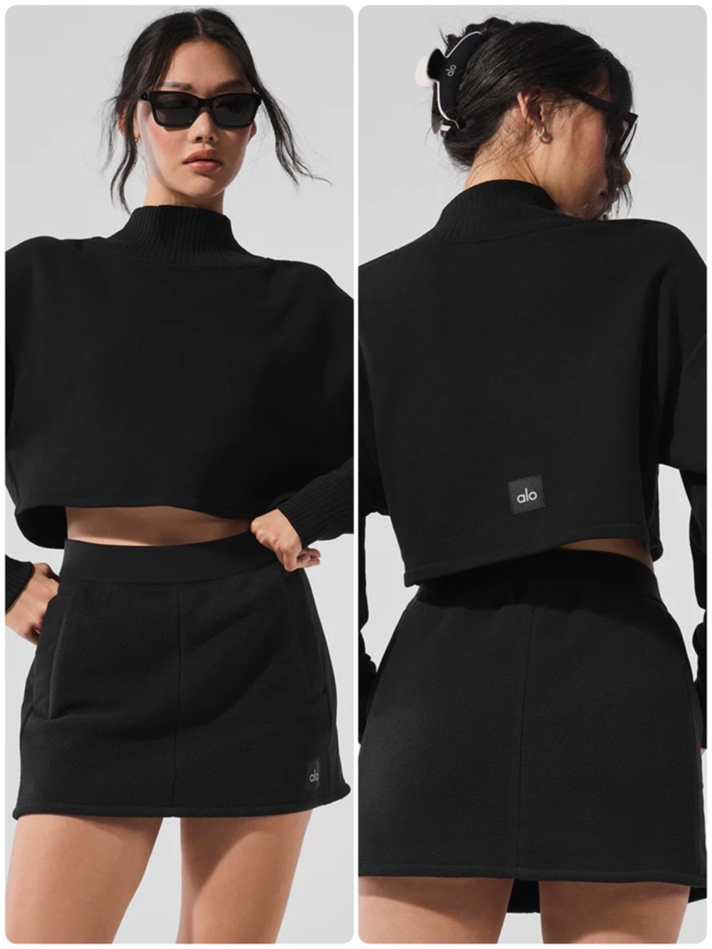 ALO Yoga Serenity Cropped Coverup + Wide Leg Sweatpant Black Size Medium - Picture 15 of 15